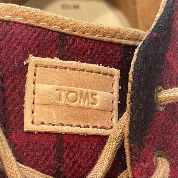 Toms Red And Black Buffalo Plaid Bota Desert Boot Leather Ankle Chukka Boots - Picture 12 of 16